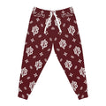 Maroon Monogram Joggers — All-Over Athletic Sweatpants with Bandana Pattern