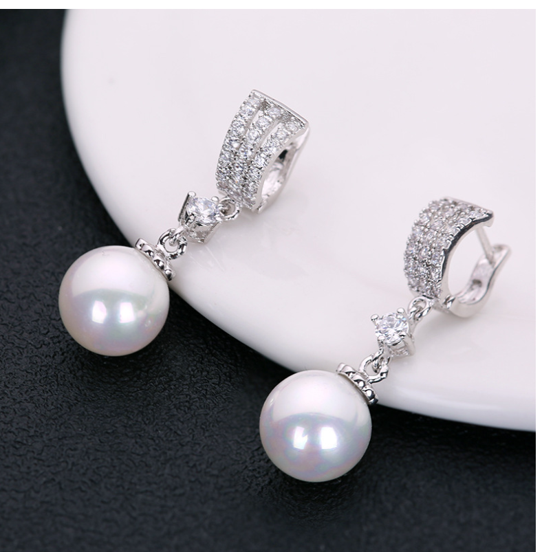 Silver Needle Earrings, Sweet Pearl Earrings