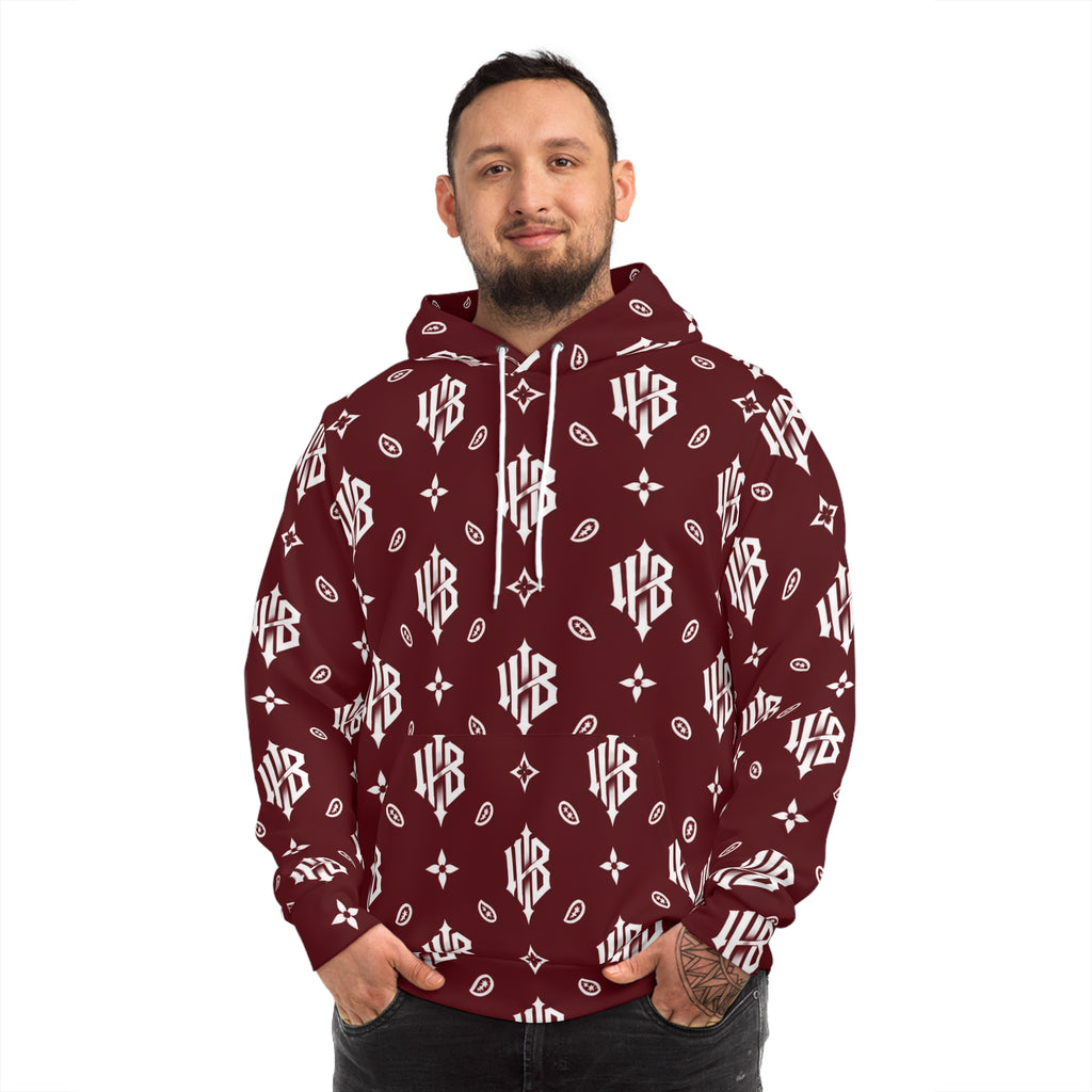 Maroon Bandana Pattern Hoodie – All-Over Print Streetwear