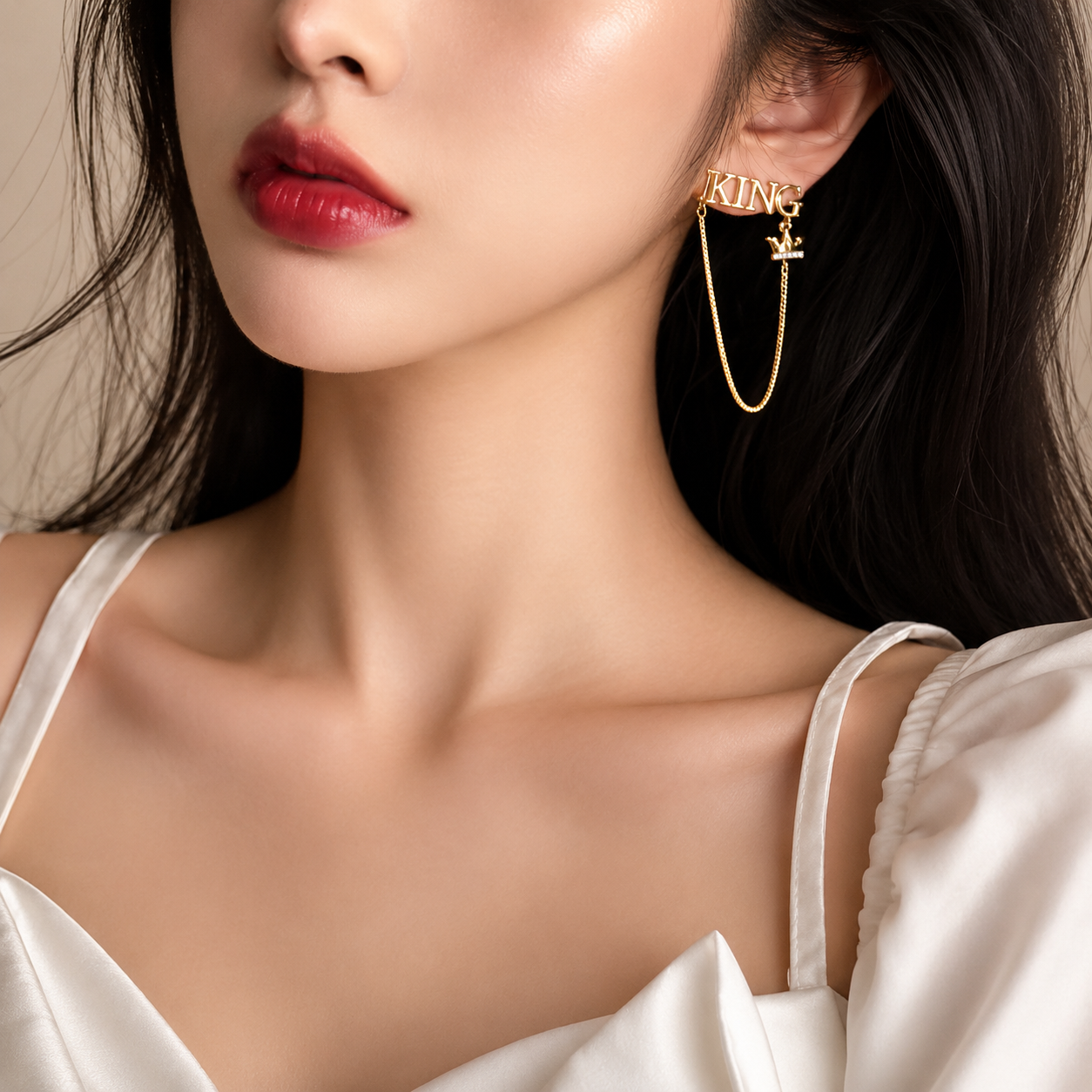 Royal Crown Letter Chain Earrings