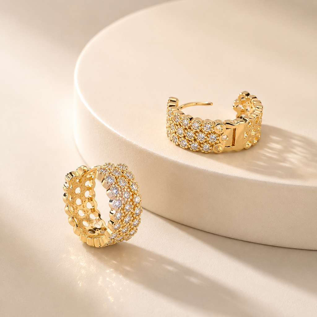 Luxe Pavé Crystal Hoop Earrings