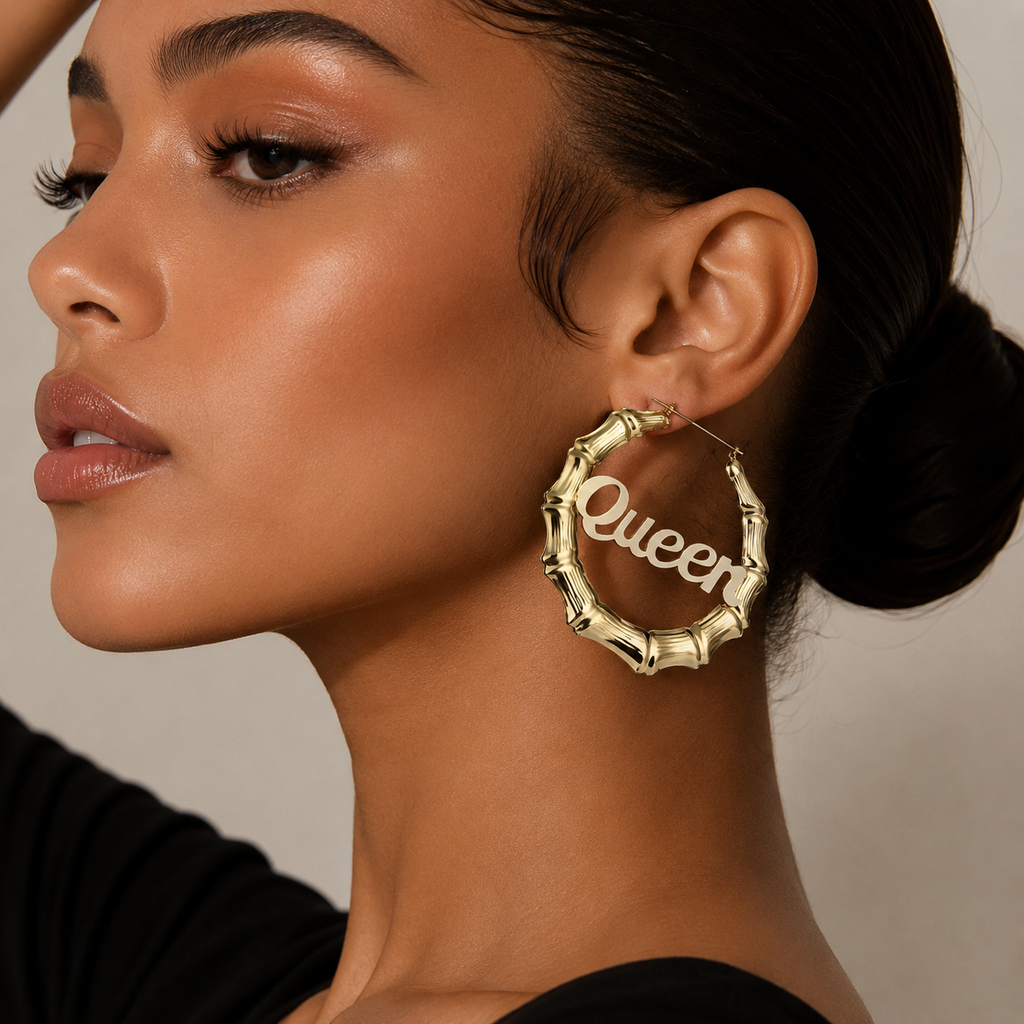 Royal Queen Bamboo Hoop Earrings