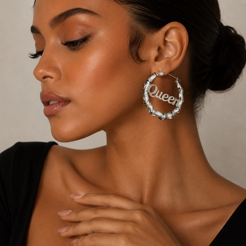 Royal Queen Bamboo Hoop Earrings