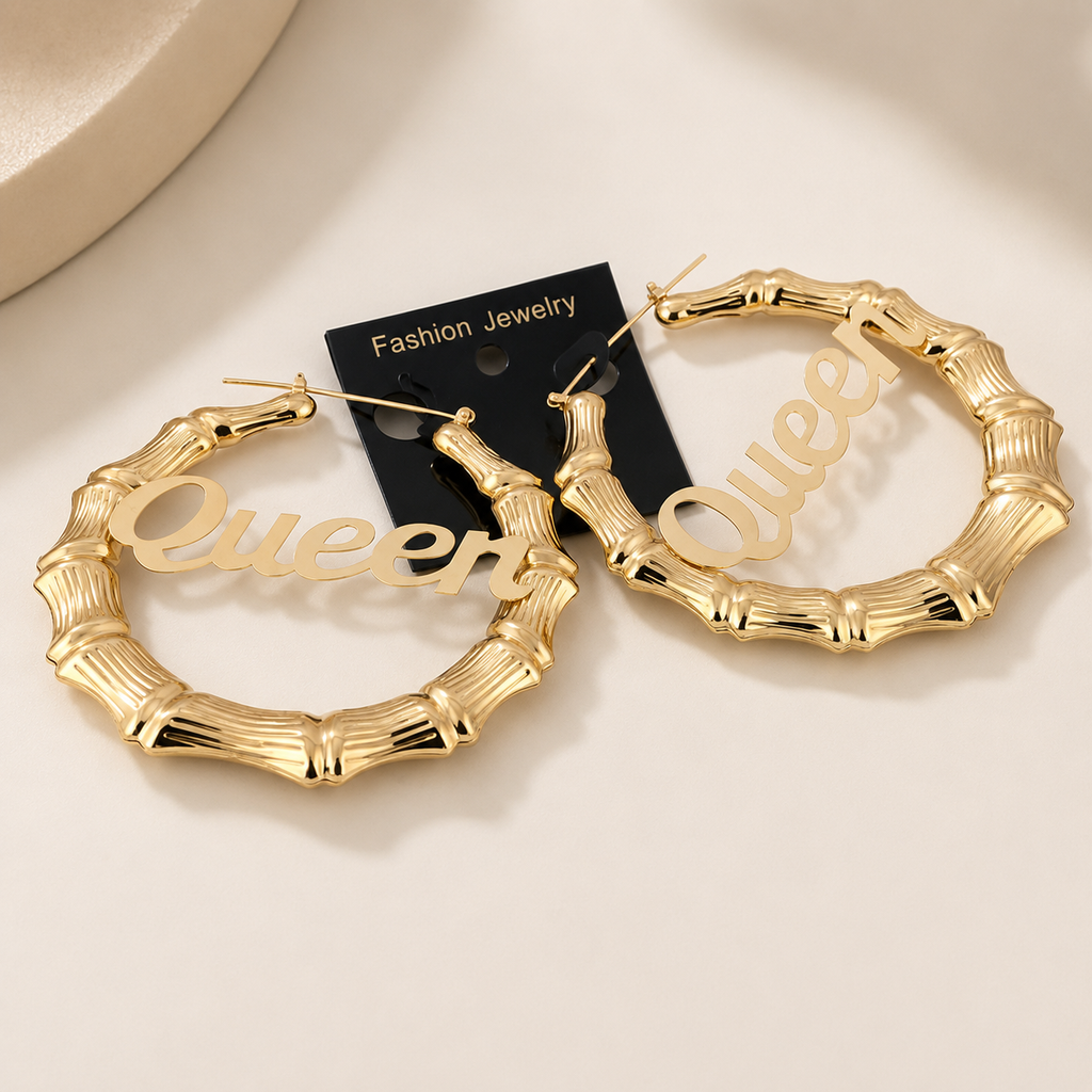 Royal Queen Bamboo Hoop Earrings