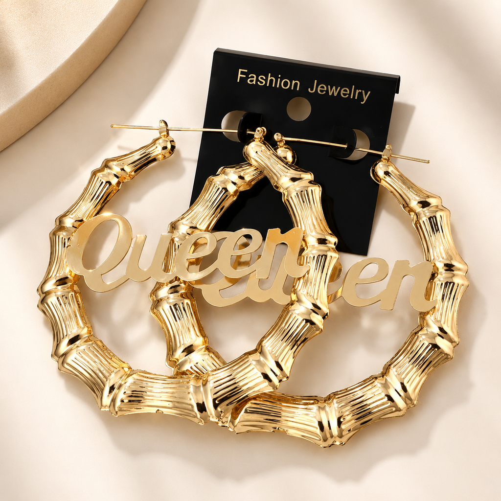 Royal Queen Bamboo Hoop Earrings