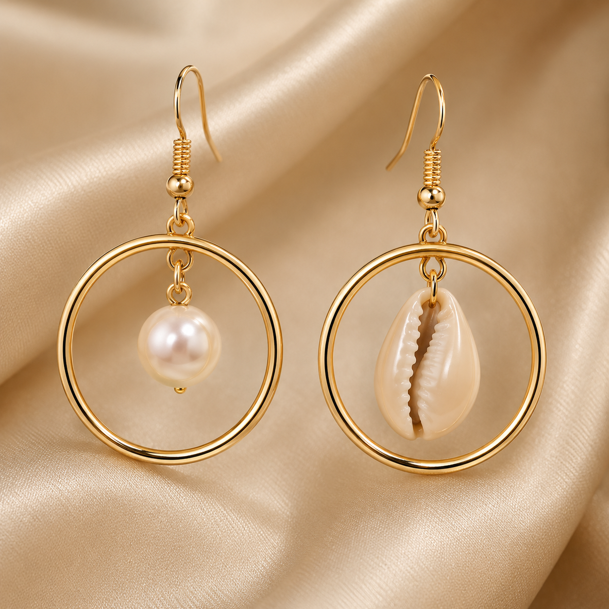 Coastal Pearl & Seashell Drop Earrings