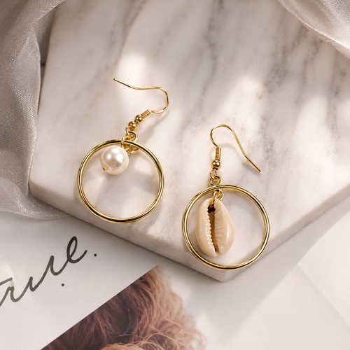 Coastal Pearl & Seashell Drop Earrings