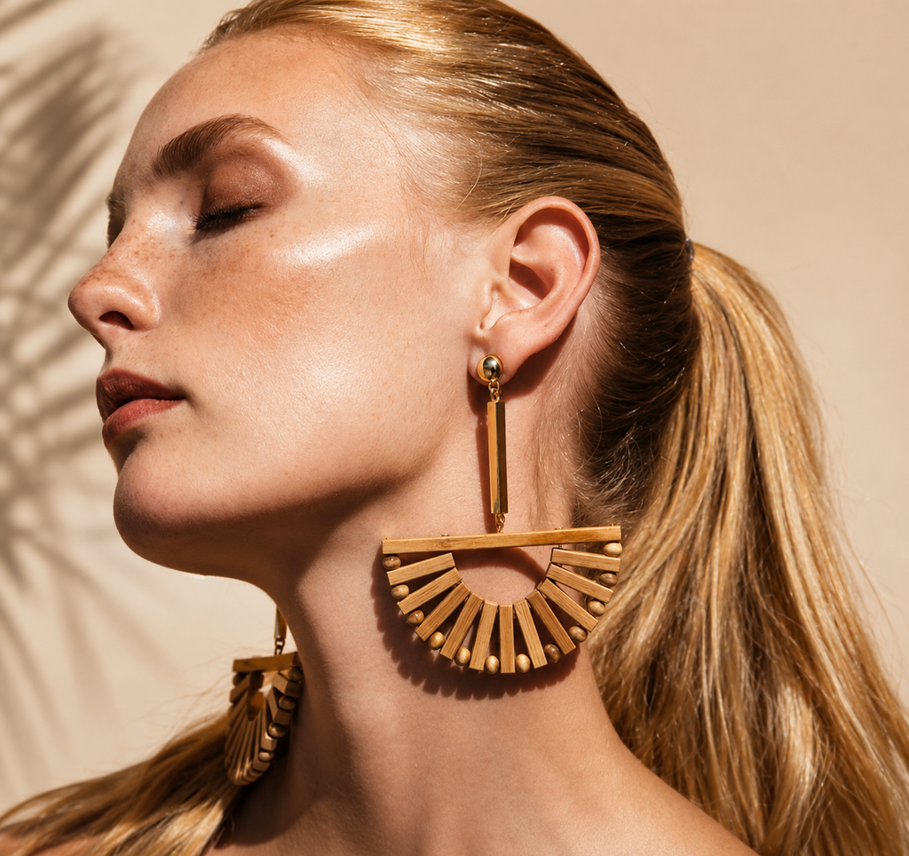 Sculpted Bamboo Statement Earrings