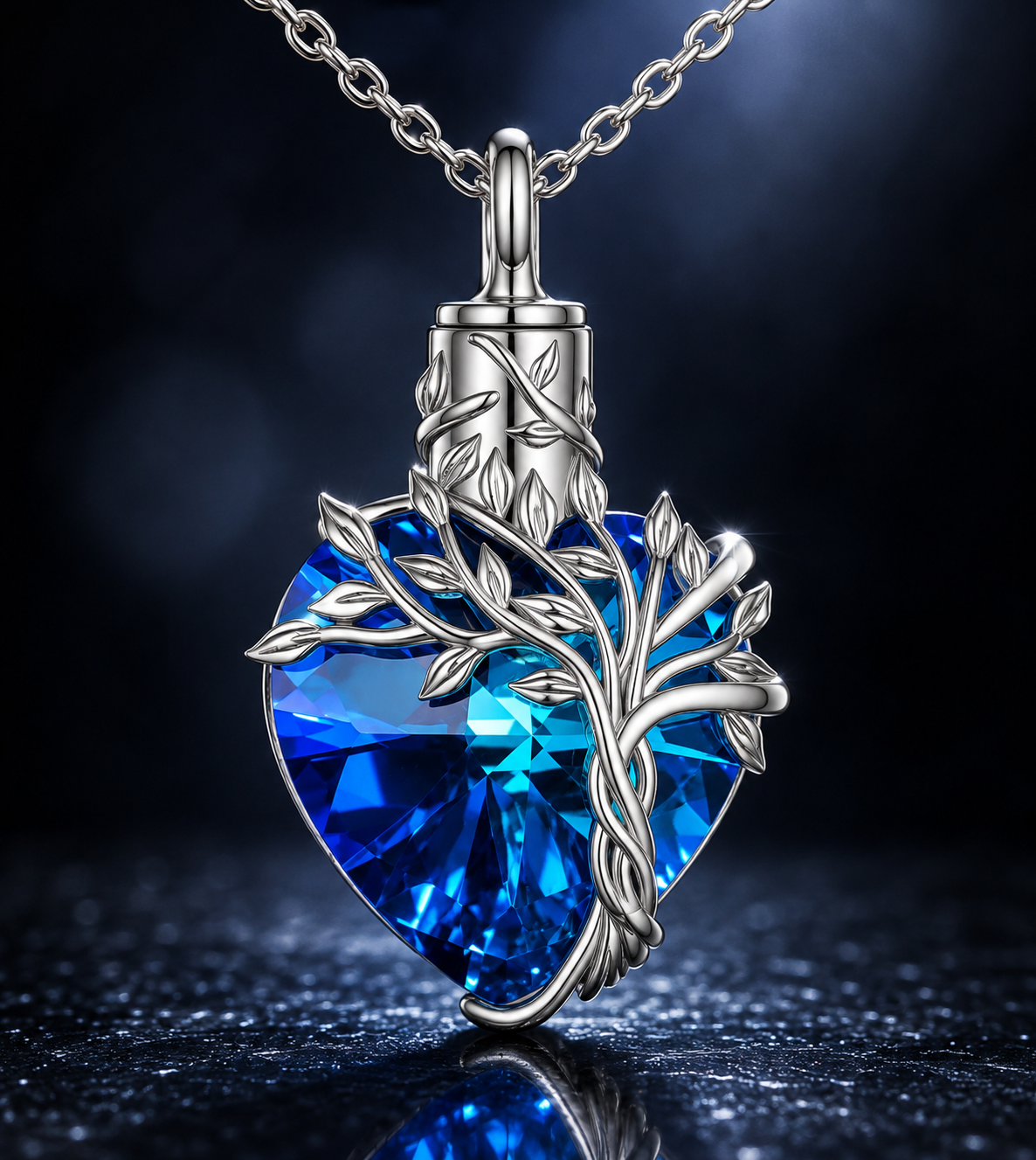 Tree of Life Heart Urn Necklace - A Timeless Tribute with Natural Gemstone Elegance
