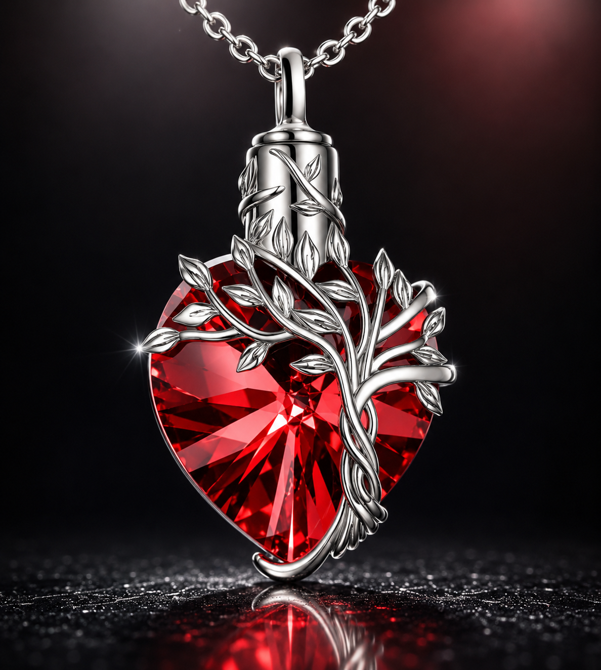 Tree of Life Heart Urn Necklace - A Timeless Tribute with Natural Gemstone Elegance