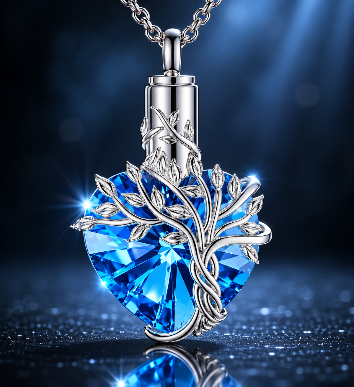 Tree of Life Heart Urn Necklace - A Timeless Tribute with Natural Gemstone Elegance