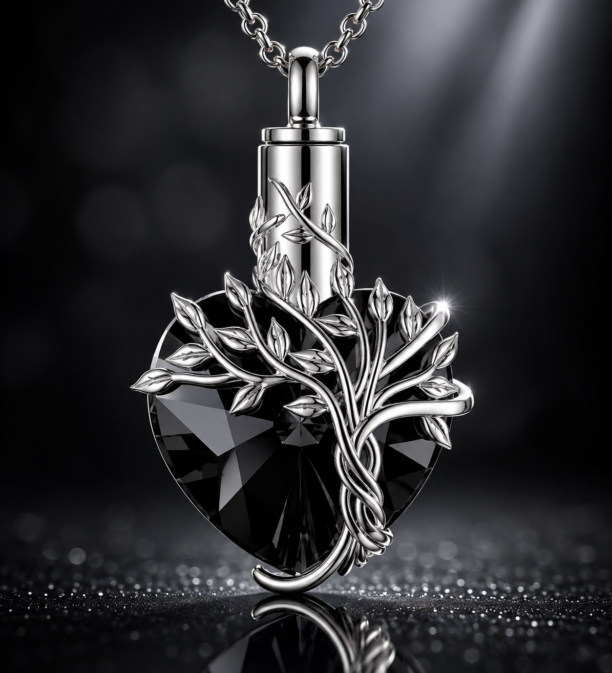 Tree of Life Heart Urn Necklace - A Timeless Tribute with Natural Gemstone Elegance