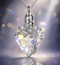 Tree of Life Heart Urn Necklace - A Timeless Tribute with Natural Gemstone Elegance
