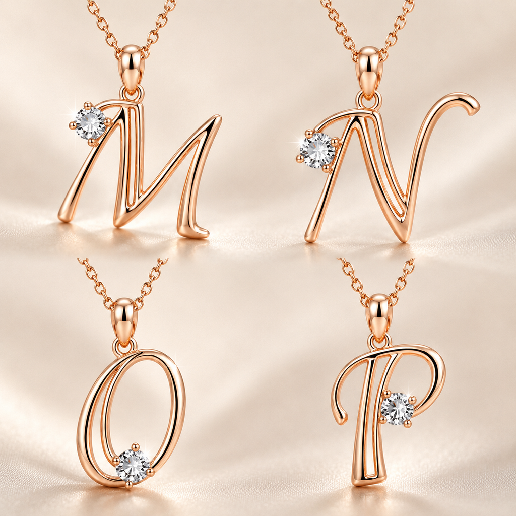 Initial Letter Necklace in 18k Gold with Zirconia