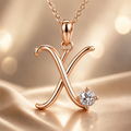 Initial Letter Necklace in 18k Gold with Zirconia