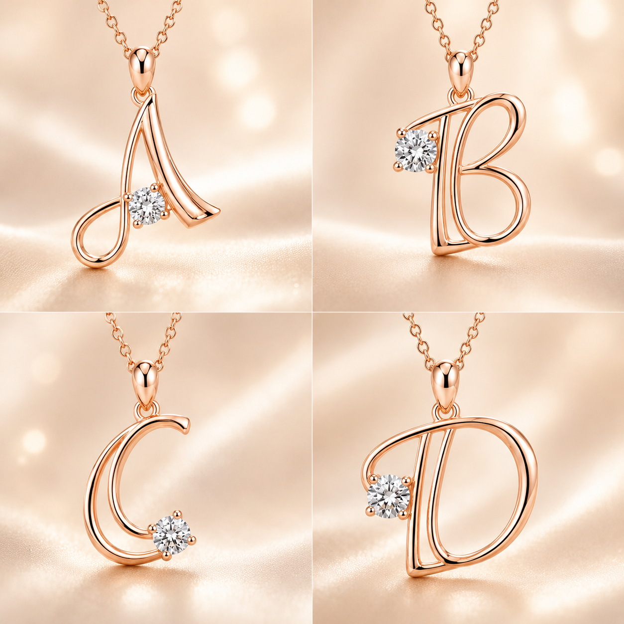 Initial Letter Necklace in 18k Gold with Zirconia