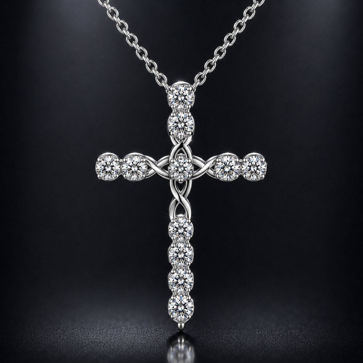 Moissanite Cross Pendant Necklace