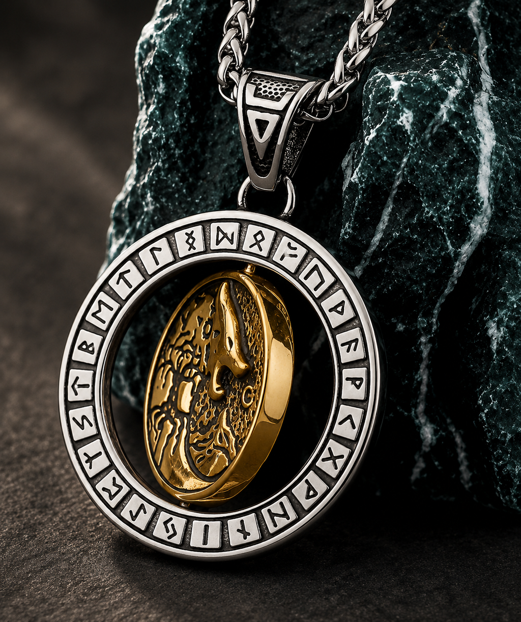 Fenrir Runestone Pendant Necklace