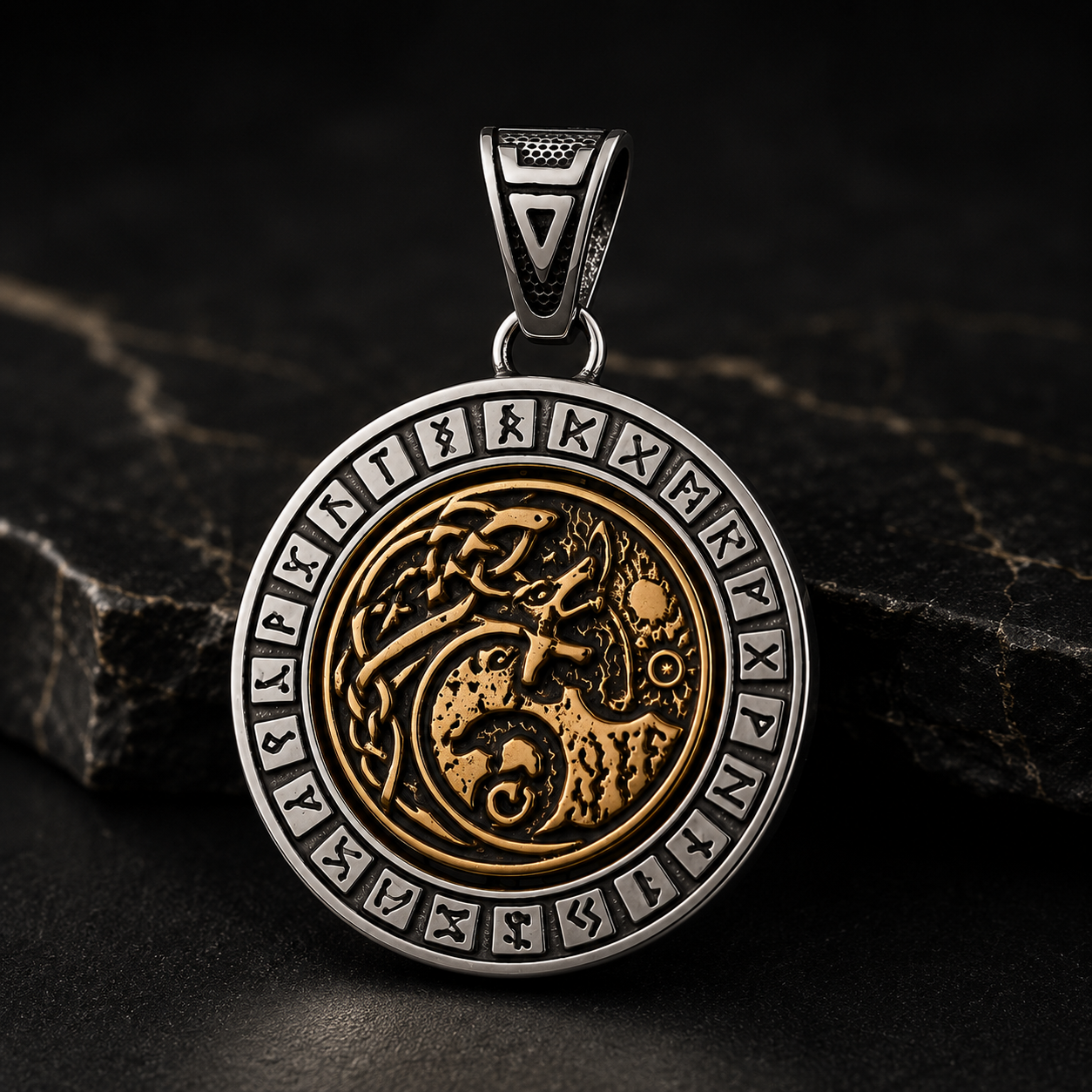 Fenrir Runestone Pendant Necklace