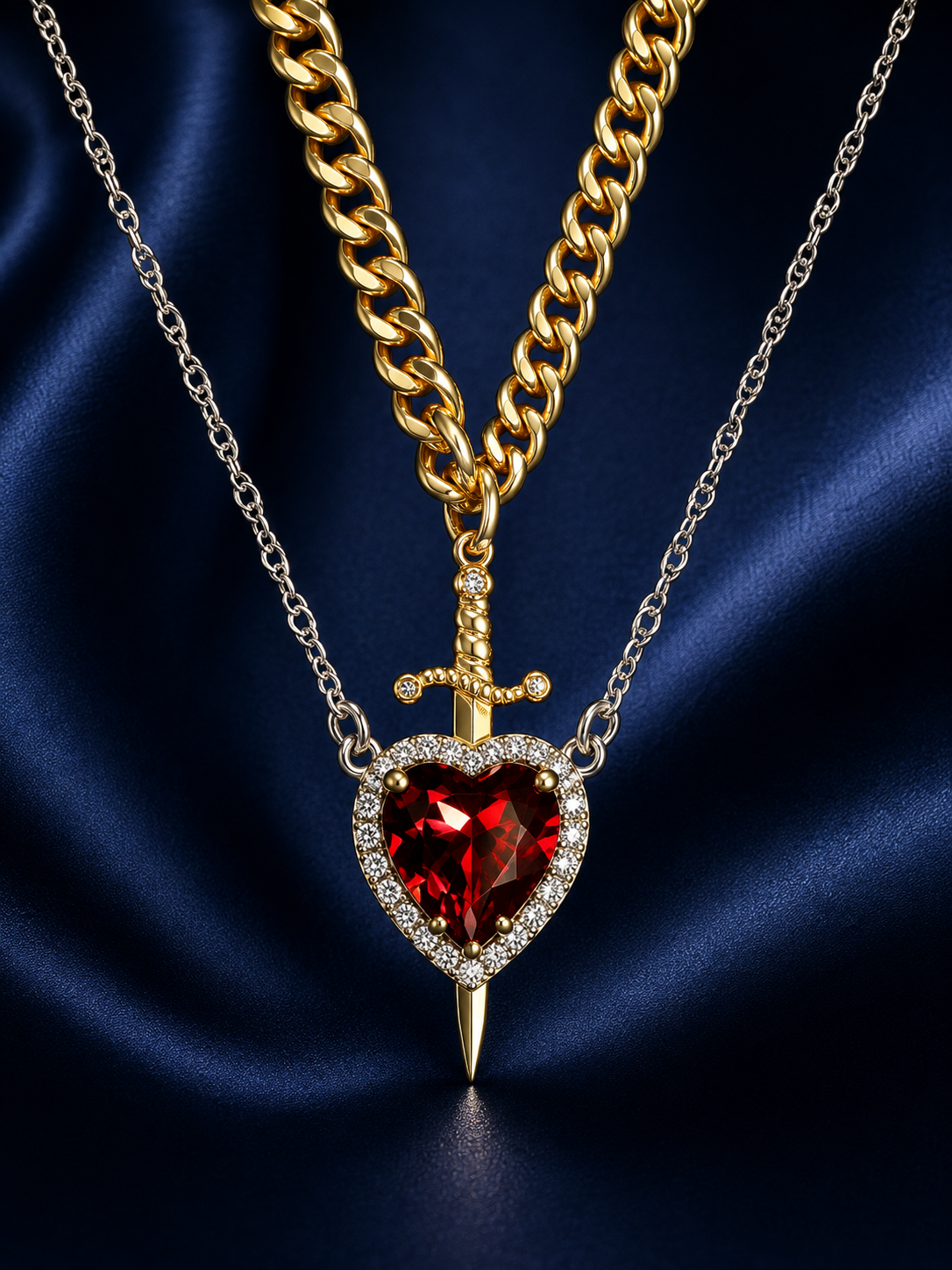 Sorella™ Heart & Sword Layered Necklace