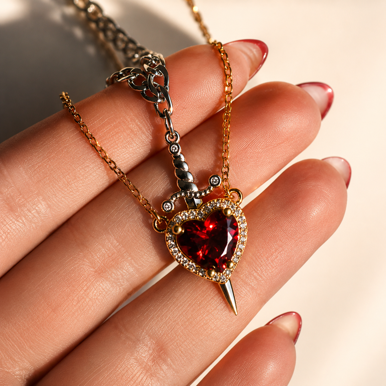 Sorella™ Heart & Sword Layered Necklace