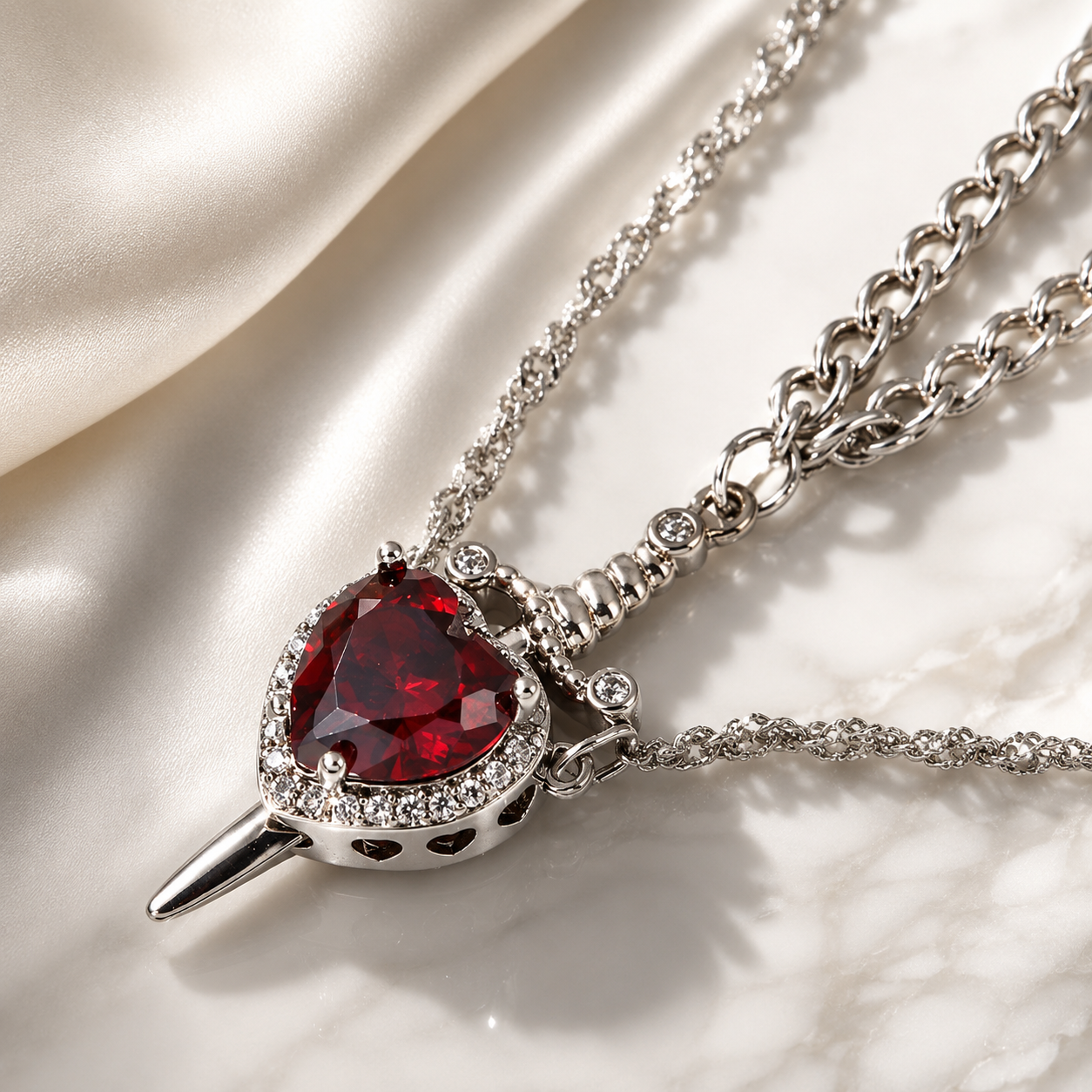 Sorella™ Heart & Sword Layered Necklace
