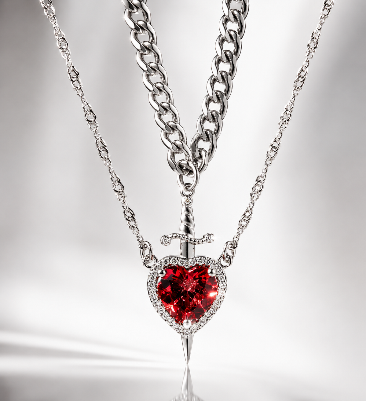 Sorella™ Heart & Sword Layered Necklace