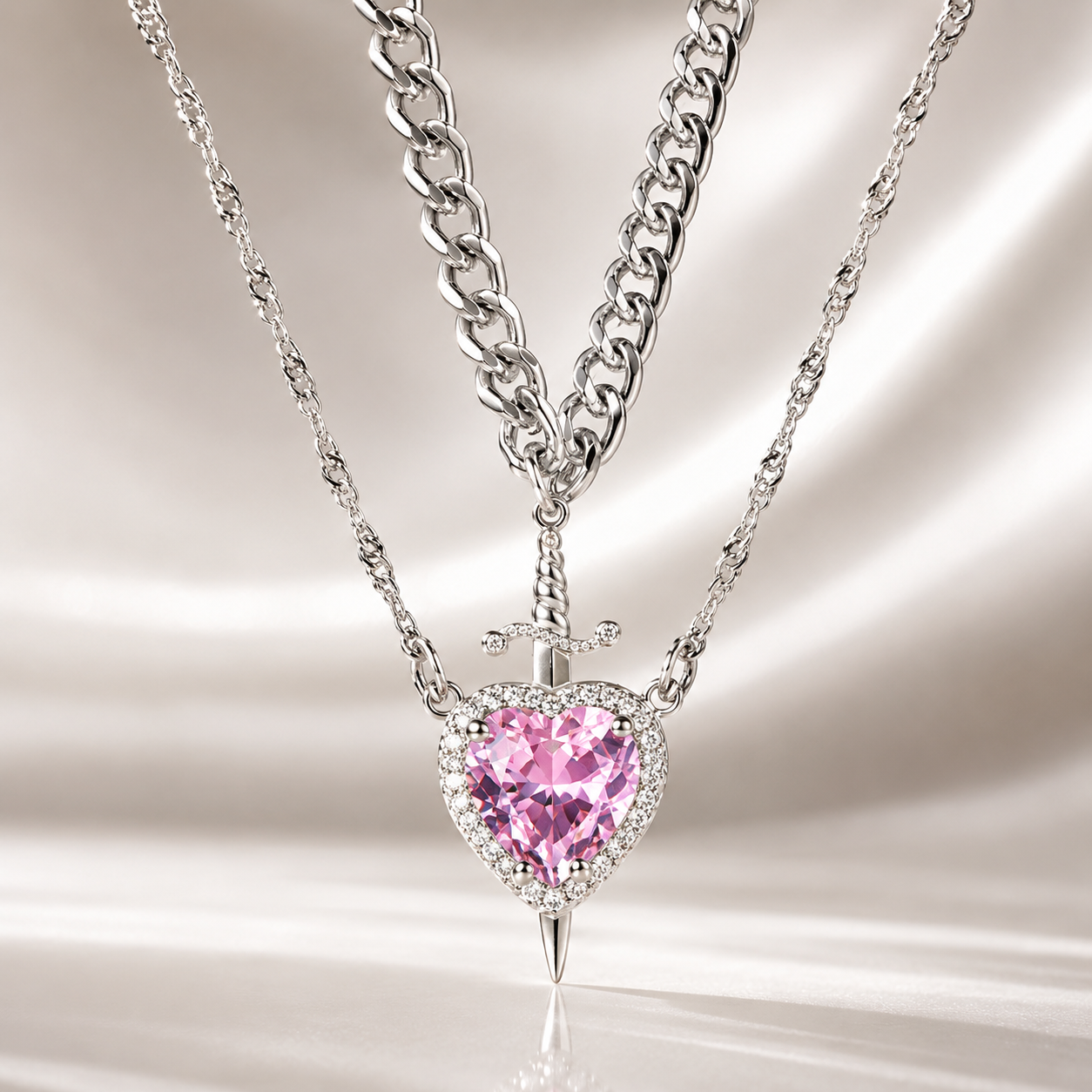 Sorella™ Heart & Sword Layered Necklace