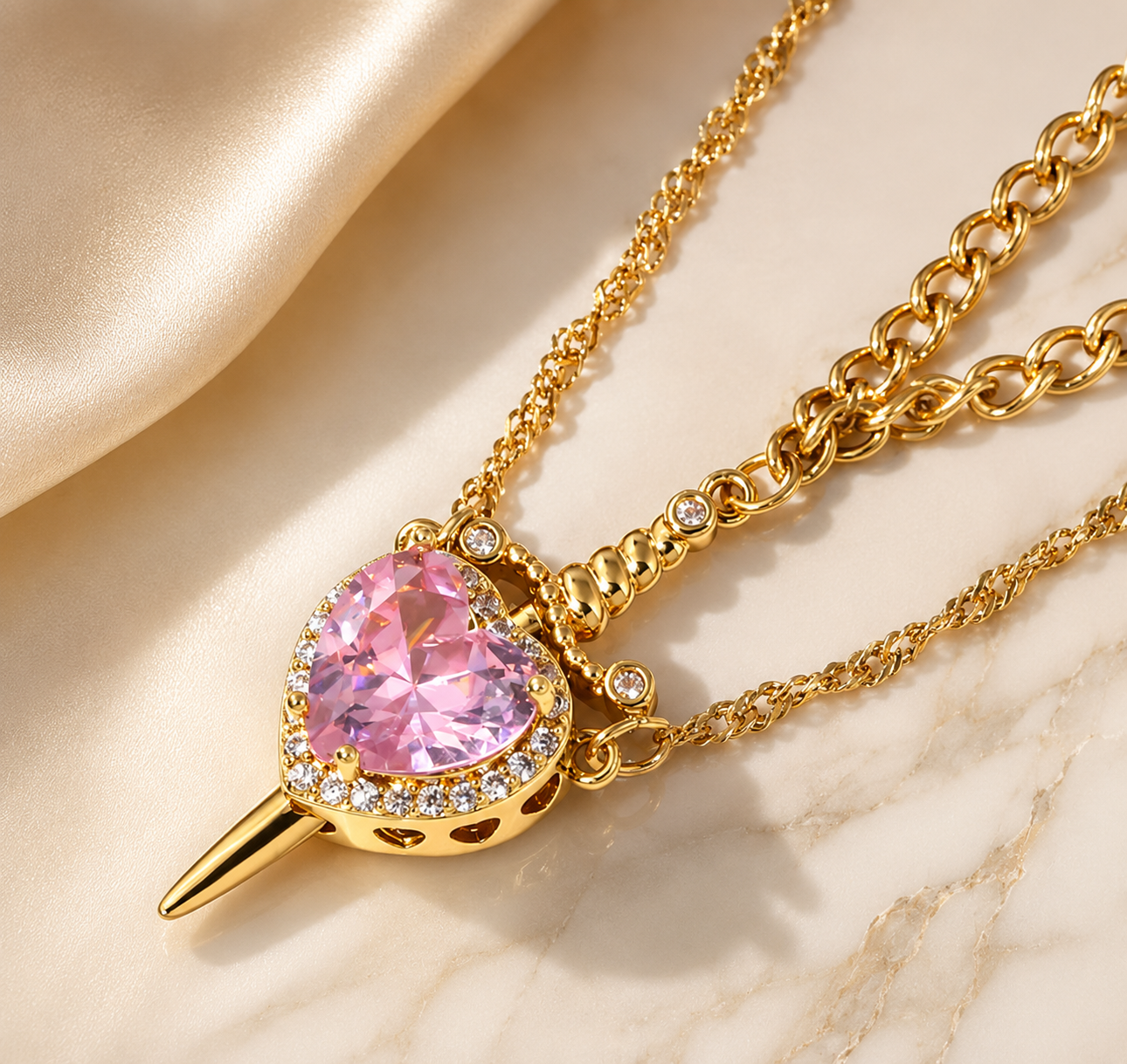 Sorella™ Heart & Sword Layered Necklace