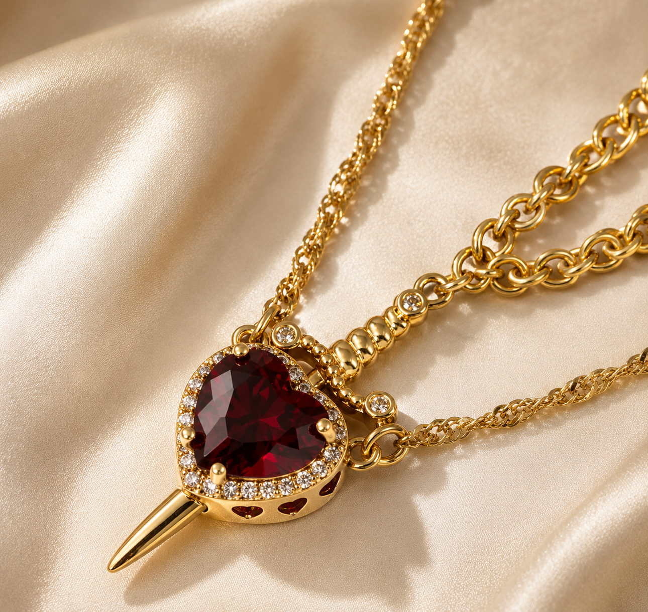 Sorella™ Heart & Sword Layered Necklace
