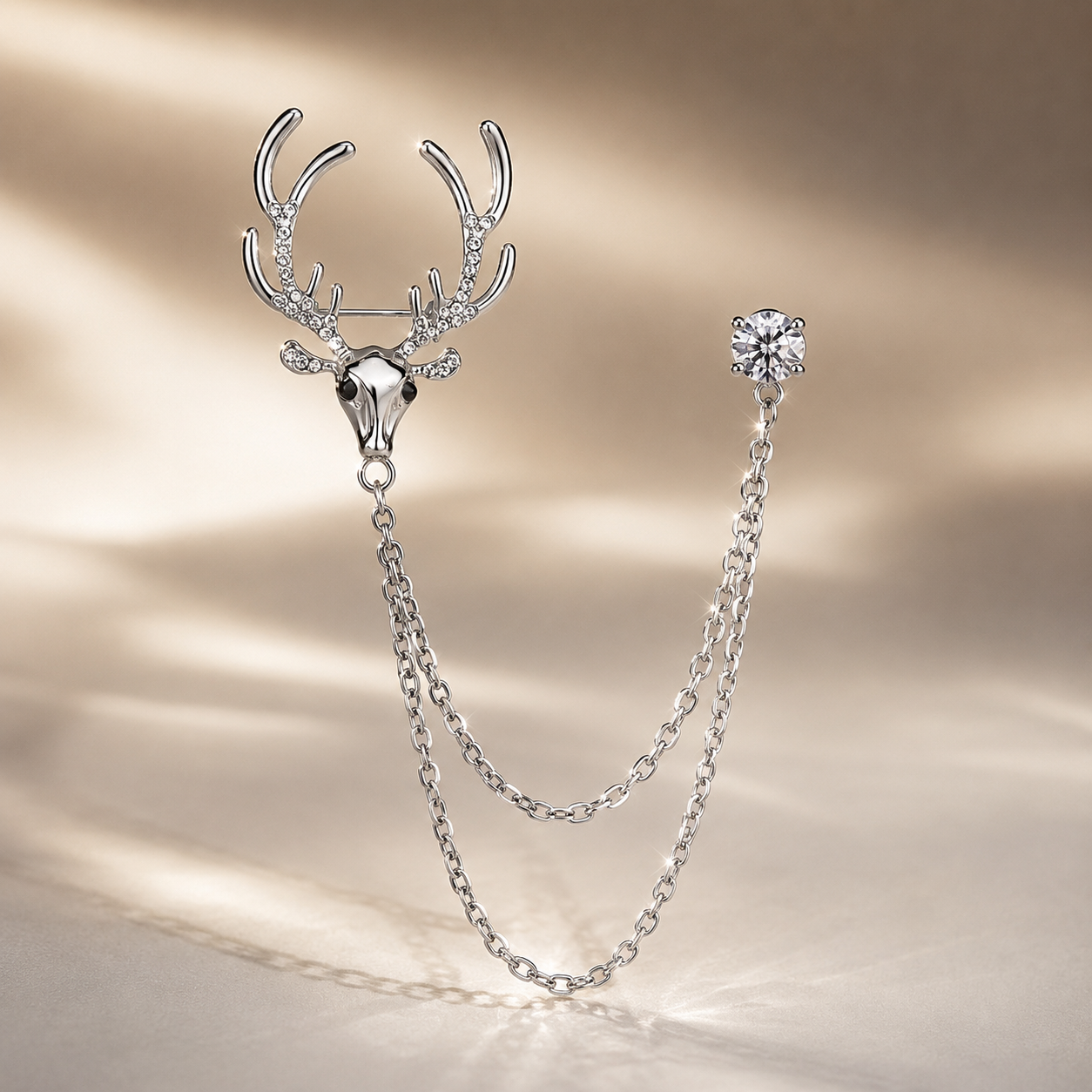 Regal Antler Crystal Brooch