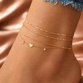 Lumière Heart Layered Anklet