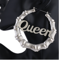 Bamboo Letter Earrings - Oversized Queen Hoop Earrings